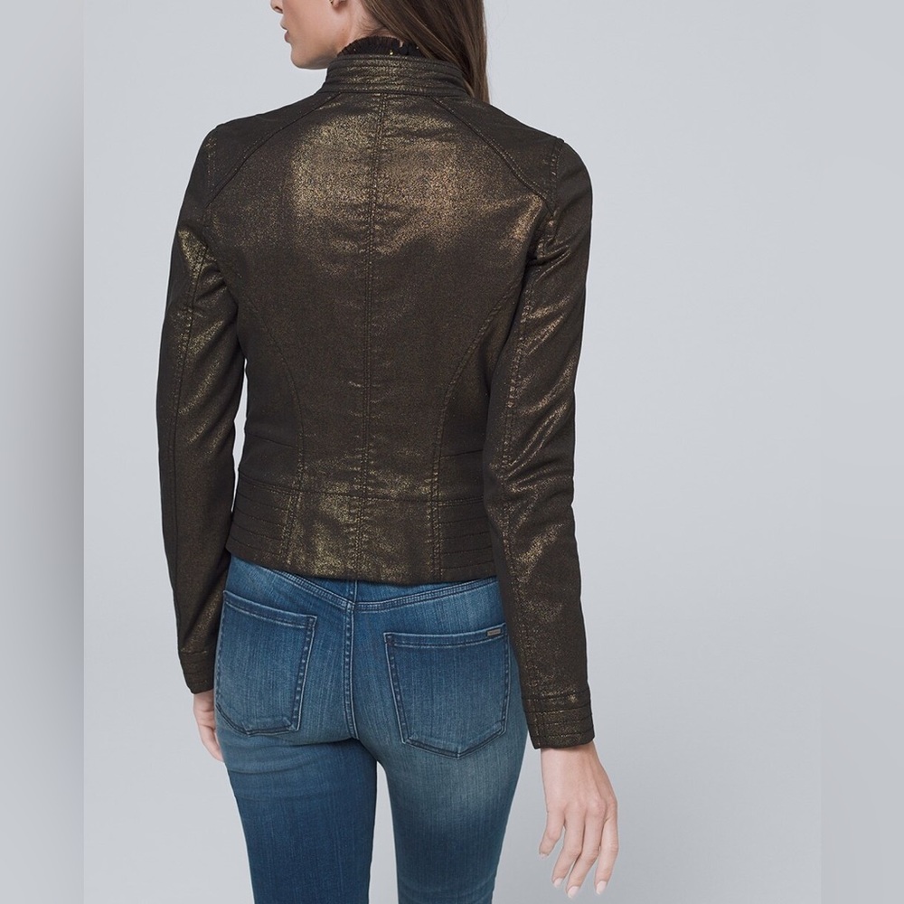 WHITE HOUSE BLACK MARKET | Coated Metallic Gold Band Jacket SOLD OUT Size 2 - Picture 5 of 9